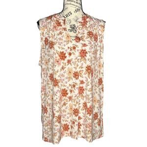 Beacon Apparel (XS) Soft Stretch Floral Split Neck Top Blouse - Stitch Fix Tank